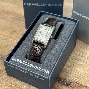 Caravelle by Bulova Women's Rectangular Tank Style Leather Strap Watch